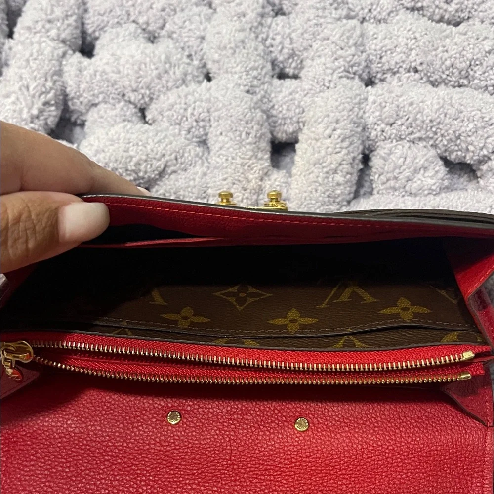 Louis Vuitton Red and Brown Monogram Clutch